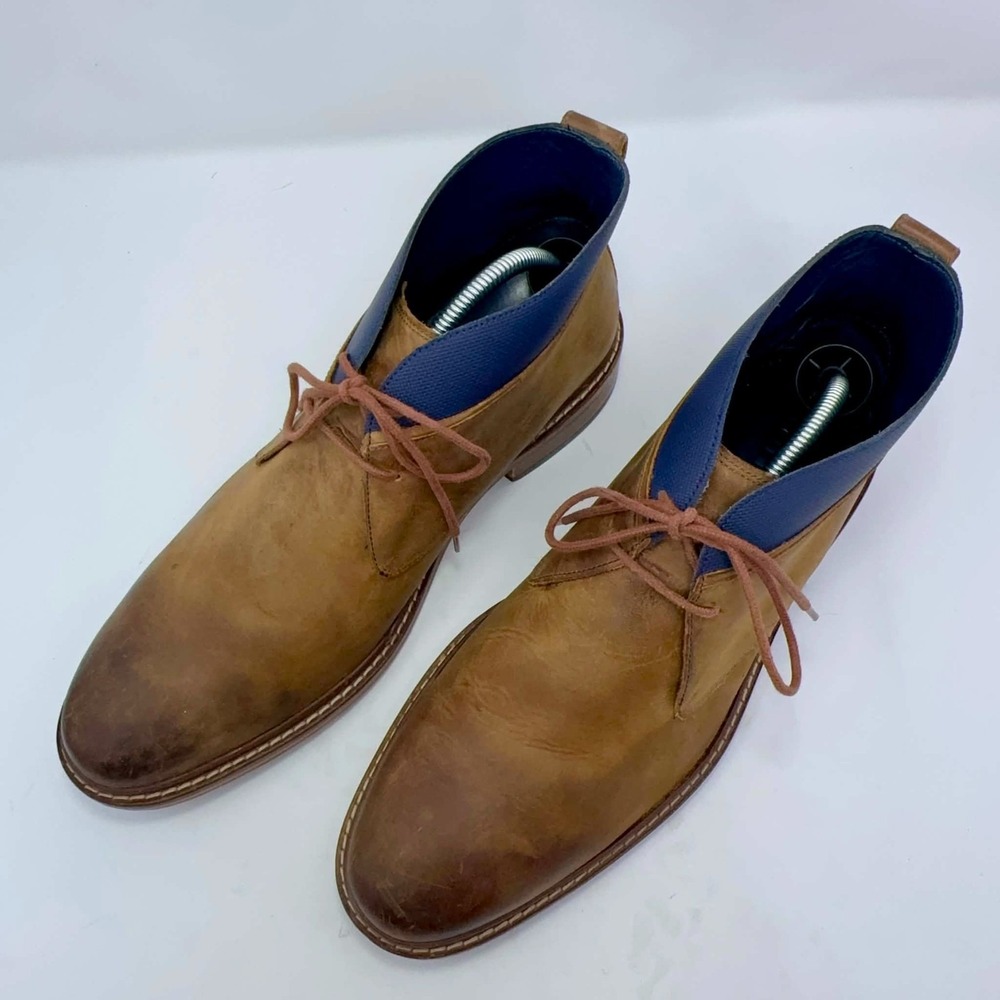 Cole Haan Colton Chukka Boots Mens 10.5M Brown Leather Blue Collar C11771 Office - Picture 4 of 12